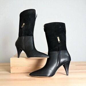 ⚠️ONE LEFT New in Box Louise et Cie Lo-Winslow Black Heeled Boots  Gold Zipper